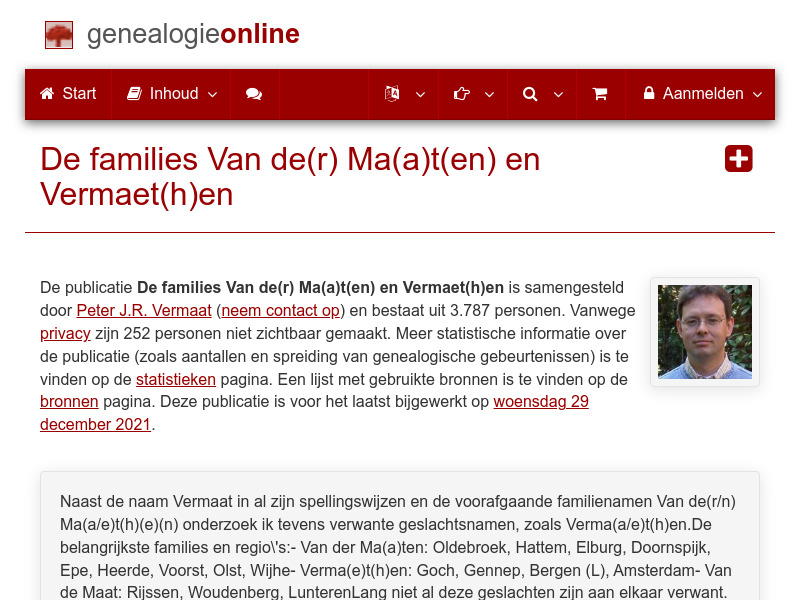 Screenshot van website