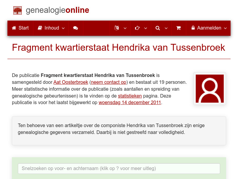 Screenshot van website