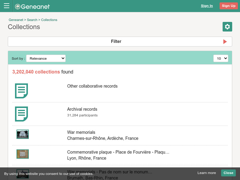 Screenshot van website