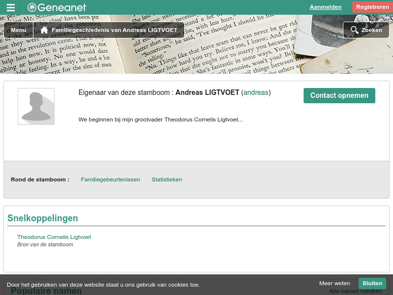 Screenshot van website