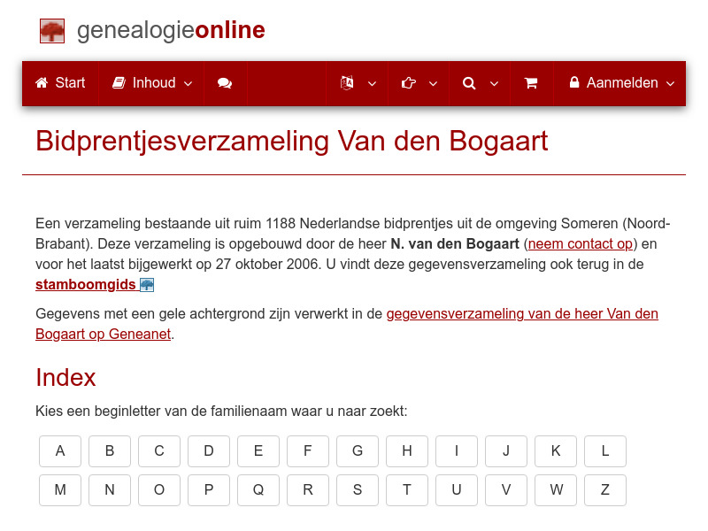 Screenshot van website