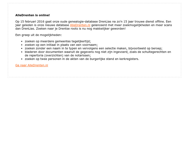 Screenshot van website