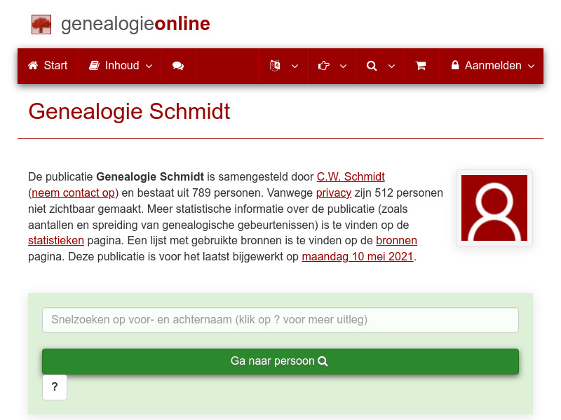 Screenshot van website