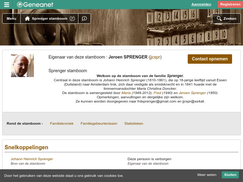 Screenshot van website
