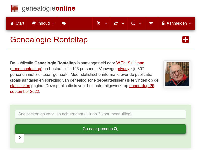 Screenshot van website