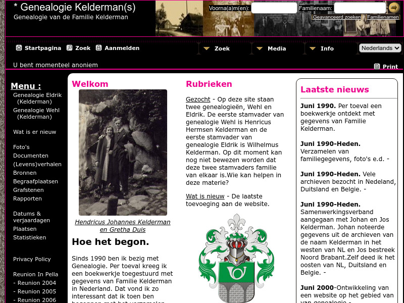 Screenshot van website