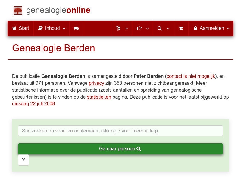 Screenshot van website