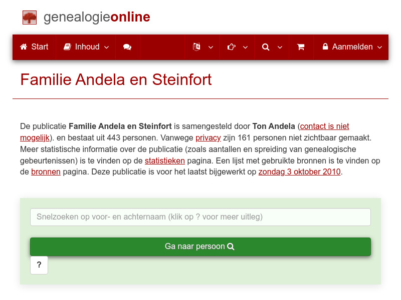 Screenshot van website