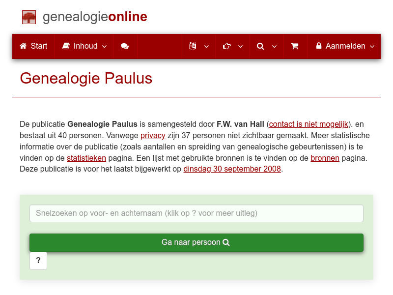 Screenshot van website