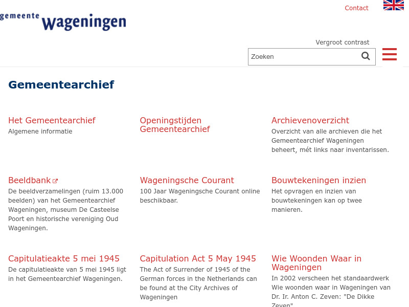 Screenshot van website