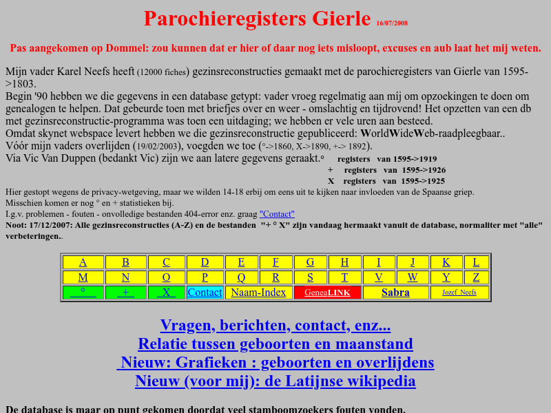 Screenshot van website