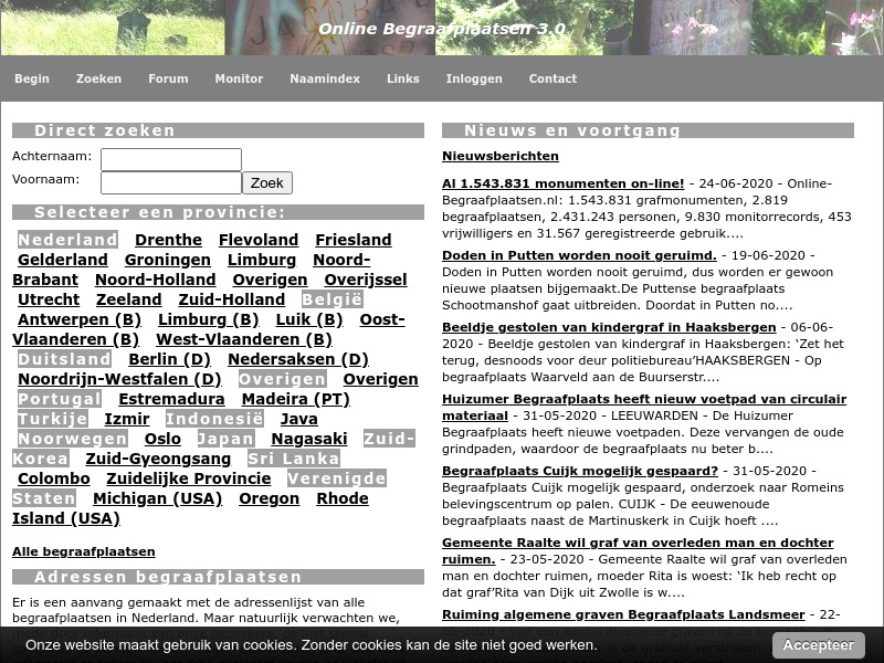 Screenshot van website