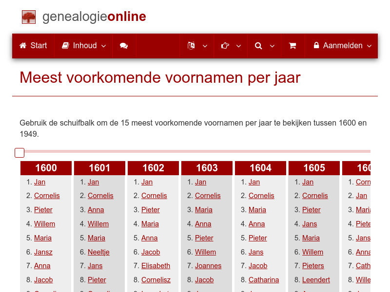 Screenshot van website