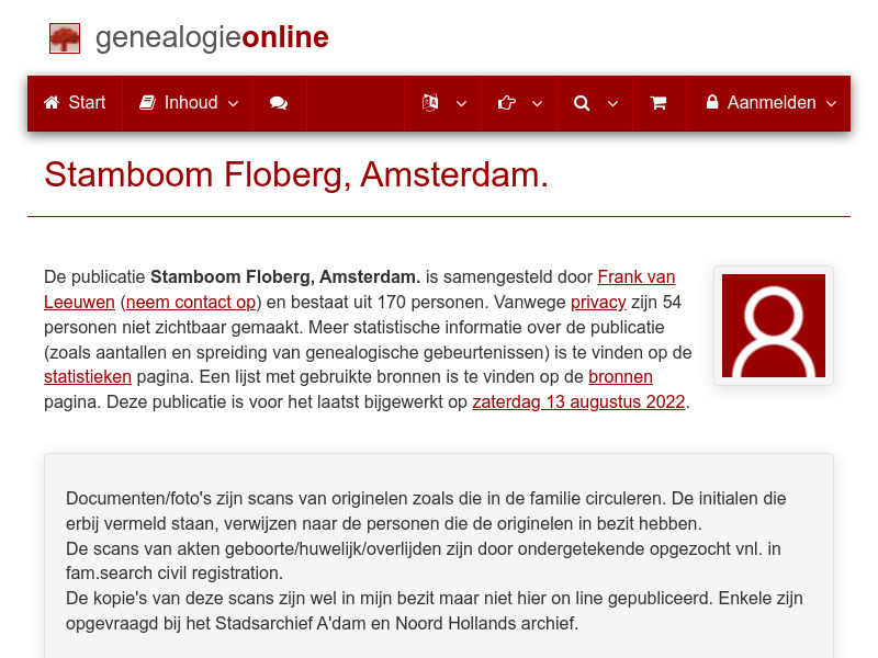 Screenshot van website