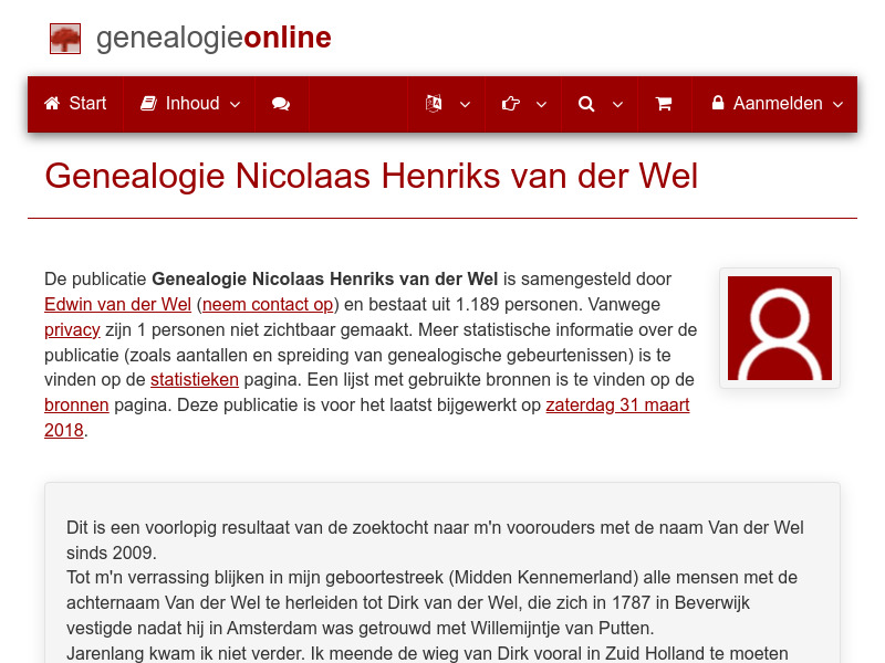 Screenshot van website