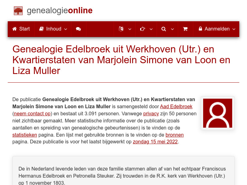 Screenshot van website