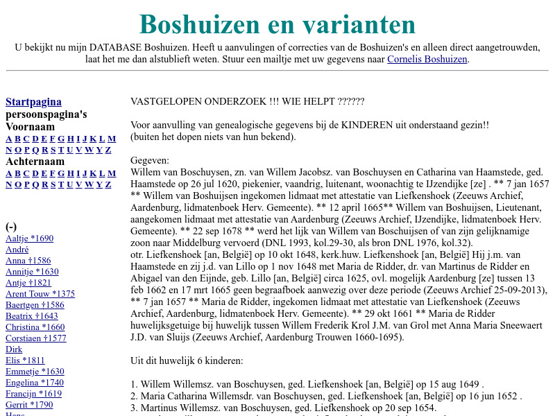 Screenshot van website