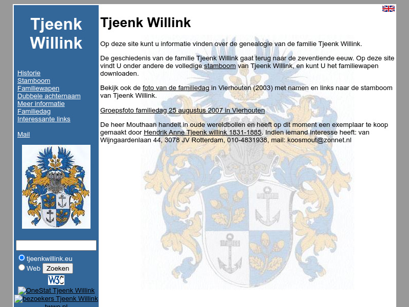 Screenshot van website