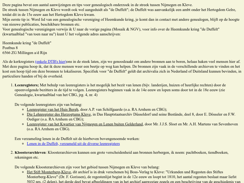Screenshot van website