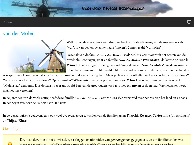 Screenshot van website