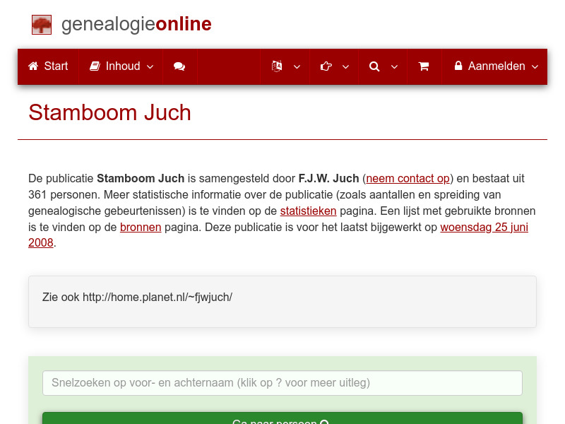 Screenshot van website