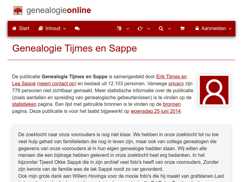 Screenshot van website