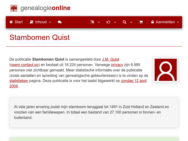 Screenshot van website