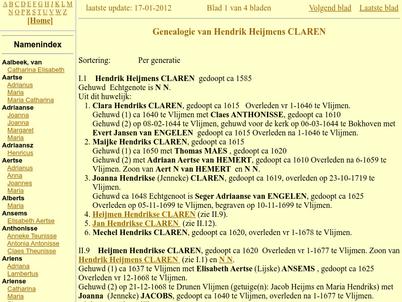 Screenshot van website