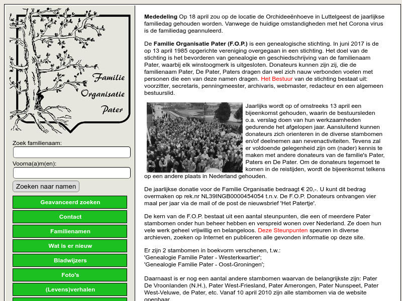 Screenshot van website