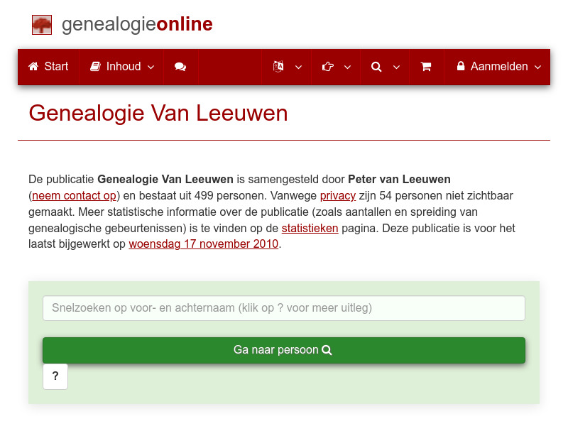 Screenshot van website
