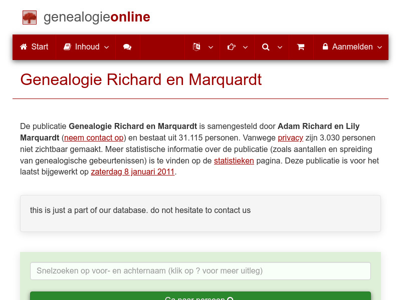 Screenshot van website