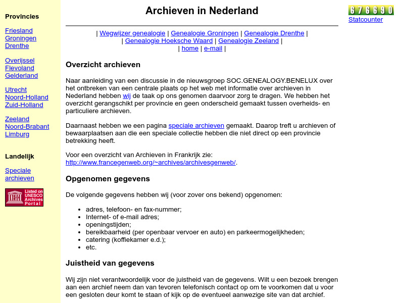 Screenshot van website