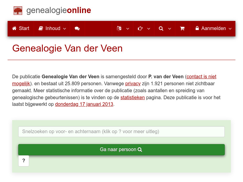 Screenshot van website