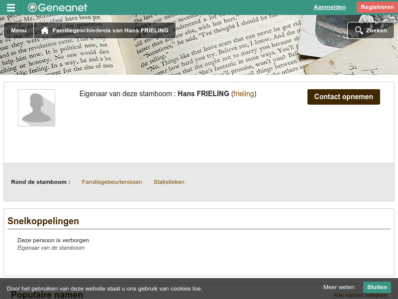 Screenshot van website