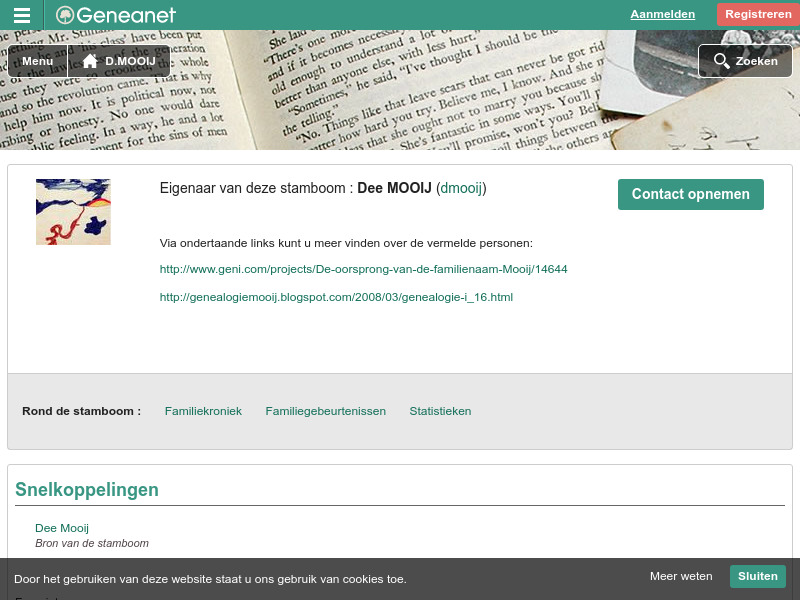 Screenshot van website