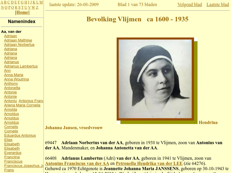 Screenshot van website