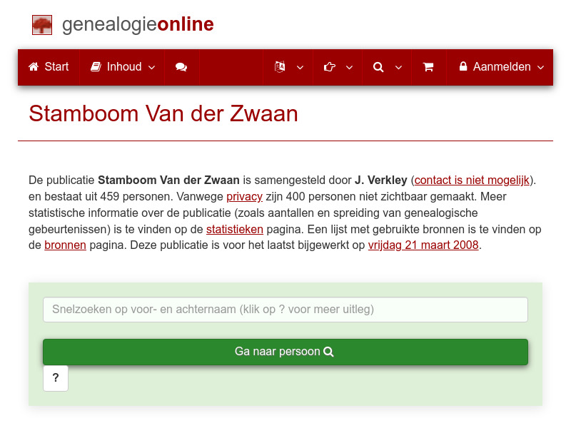 Screenshot van website