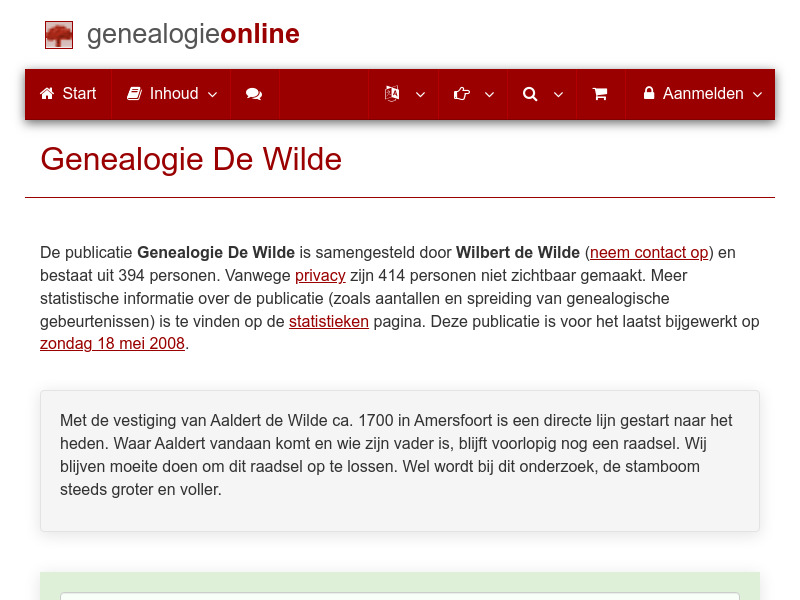 Screenshot van website