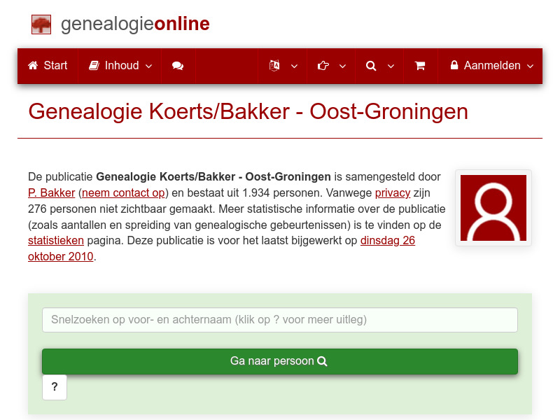 Screenshot van website