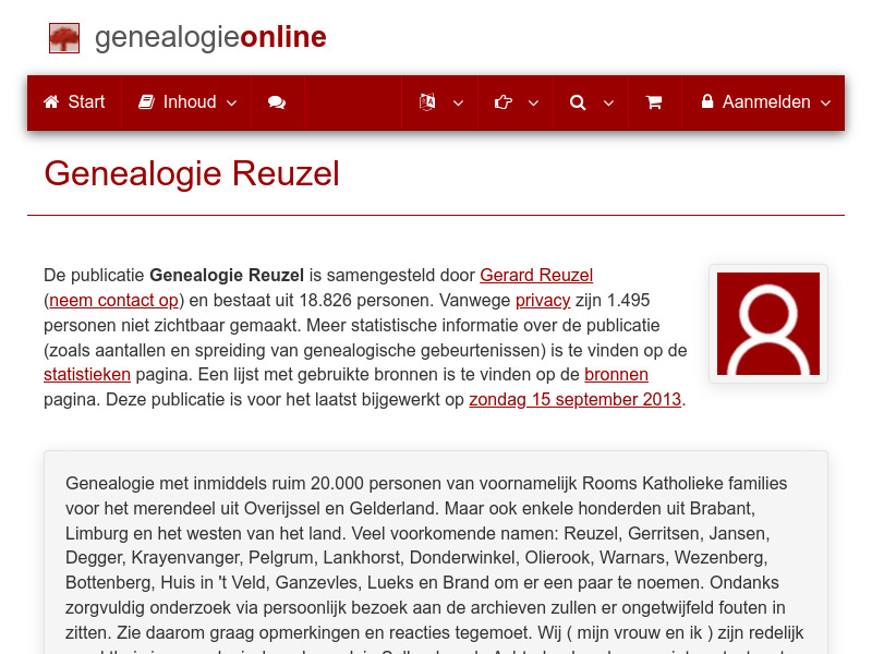 Screenshot van website