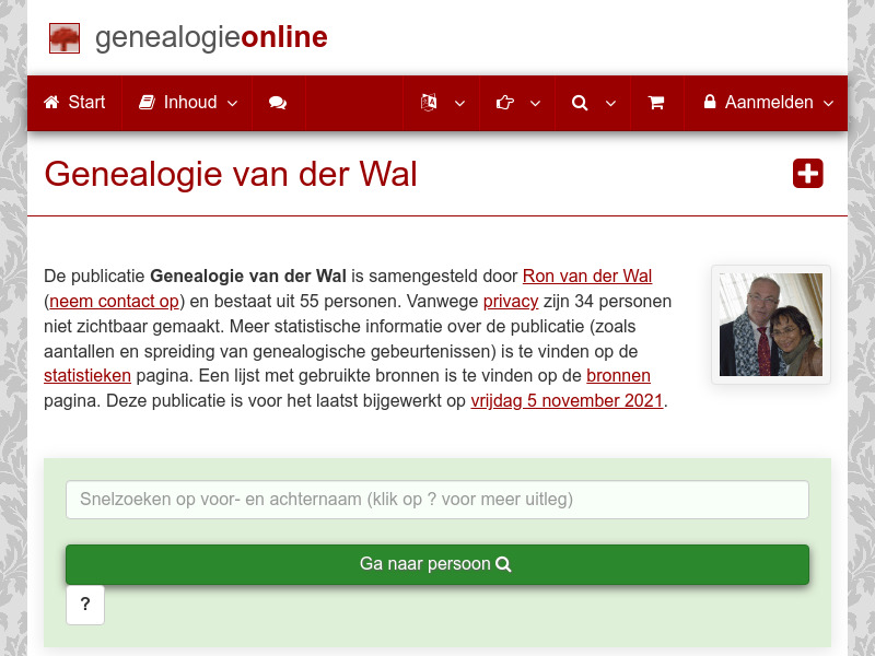 Screenshot van website
