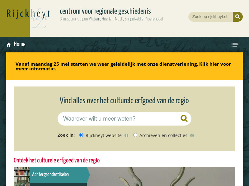 Screenshot van website