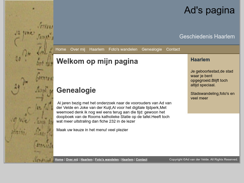 Screenshot van website