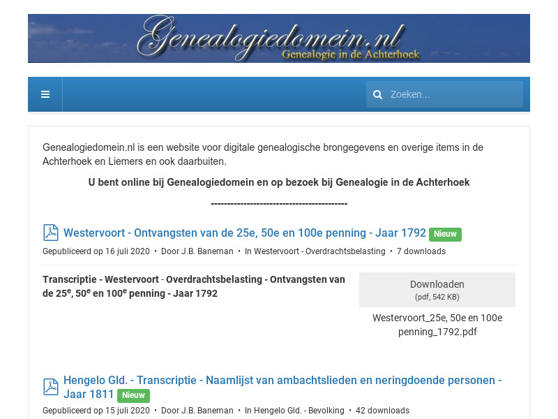 Screenshot van website