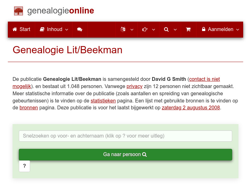 Screenshot van website
