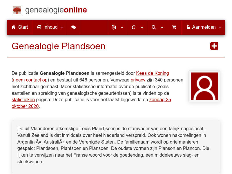 Screenshot van website