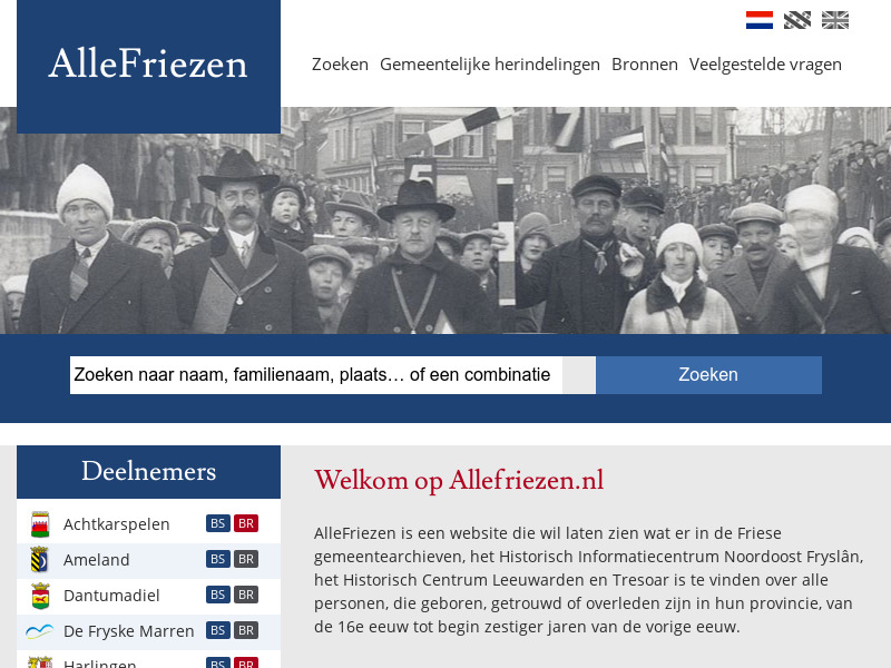 Screenshot van website