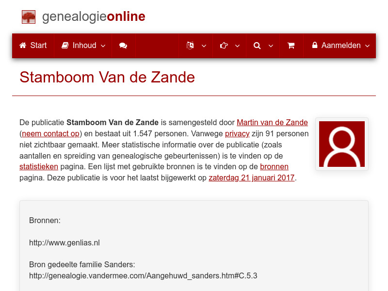 Screenshot van website