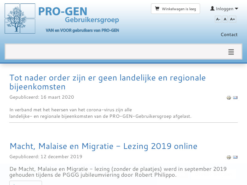 Screenshot van website
