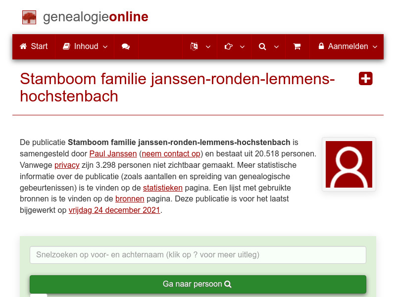 Screenshot van website